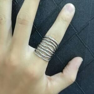 STERLING SILVER ENGRAVED PEBBLE STONE RING